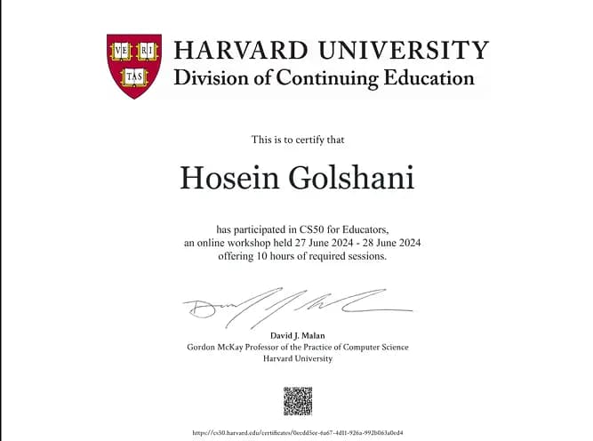 مدرک مدرس دوره امیرحسین گلشنی